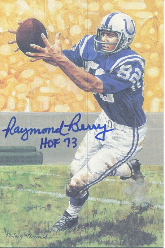 Raymond Berry HOF Colts Signed/Inscribed Goal Line Art GLAC Postcard 163830