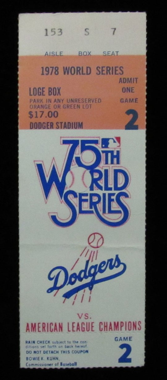 1978 World Series Game 2 Ticket Stub Yankees vs. Dodgers 186097