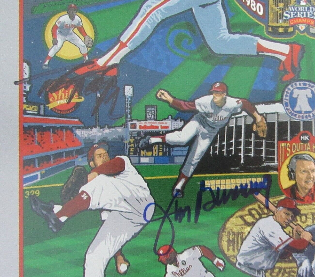 2015 Phillies Mural 11x14 Multi-Signed SGA CBP HAMELS +++ by 6 Players 151742