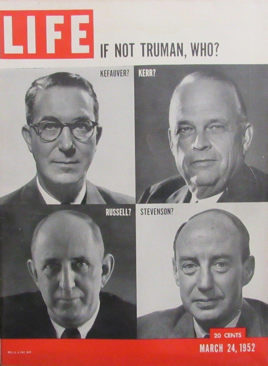 LIFE Magazine March 24, 1952 Democrats Dilemma Kefauver/Kerr/Russell/Stevenson