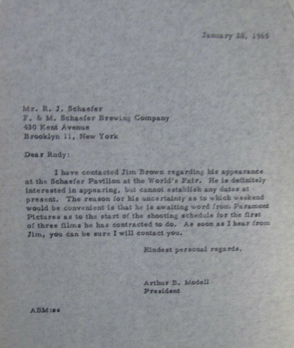 February 2, 1965 Letter to Browns Art Modell on Jim Brown as Sports Host 145004