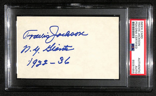 Travis Jackson HOF Signed 3x5 Index Card New York Giants PSA/DNA 184237