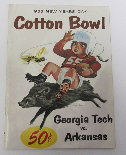 Vintage 1955 Cotton Bowl Georgia Tech Vs. Arkansas Official FB Program 129076