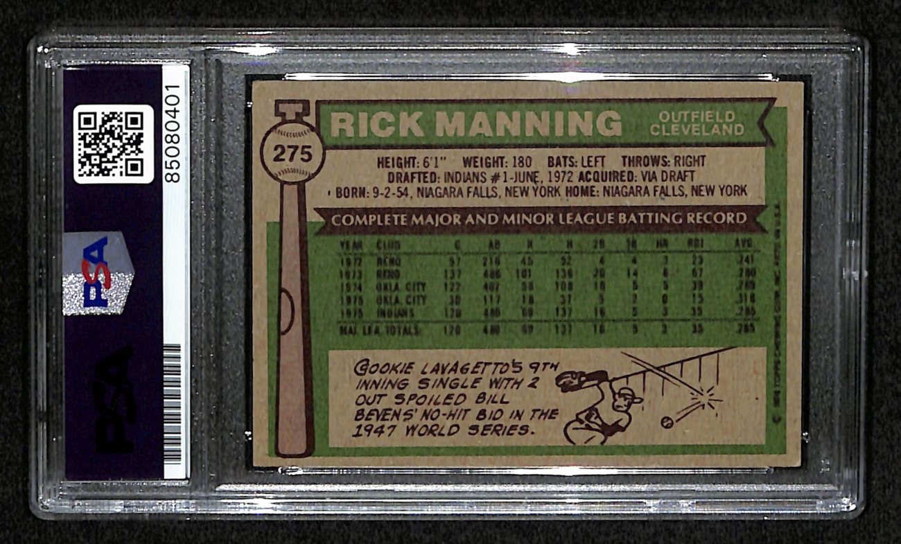 Rick Manning Signed 1976 Topps Card #275 St. Louis Cardinals PSA/DNA 184379