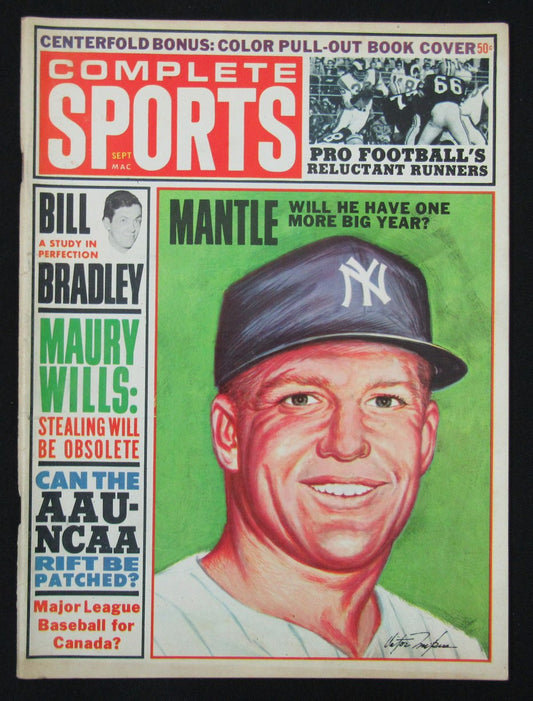 September 1965 Complete Sports Magazine Mickey Mantle HOF Yankees Cover 185536