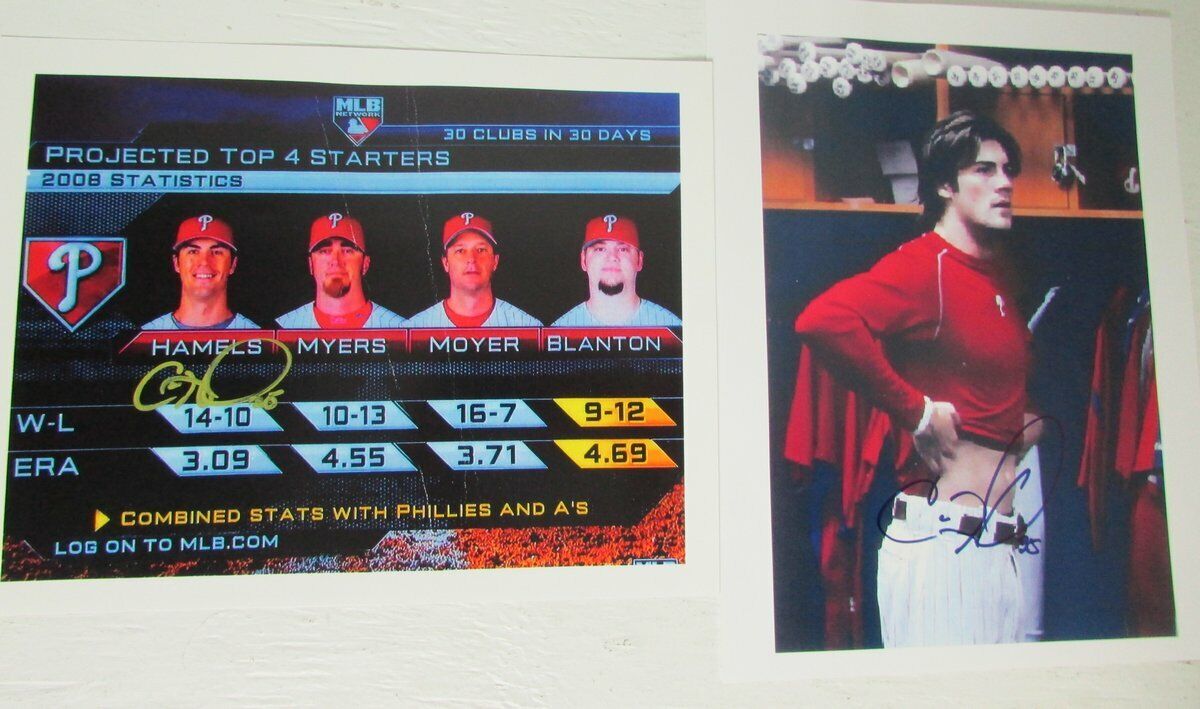 Lot of 2 Cole Hamels Philadelphia Phillies 8x11 Signed Photos 147165