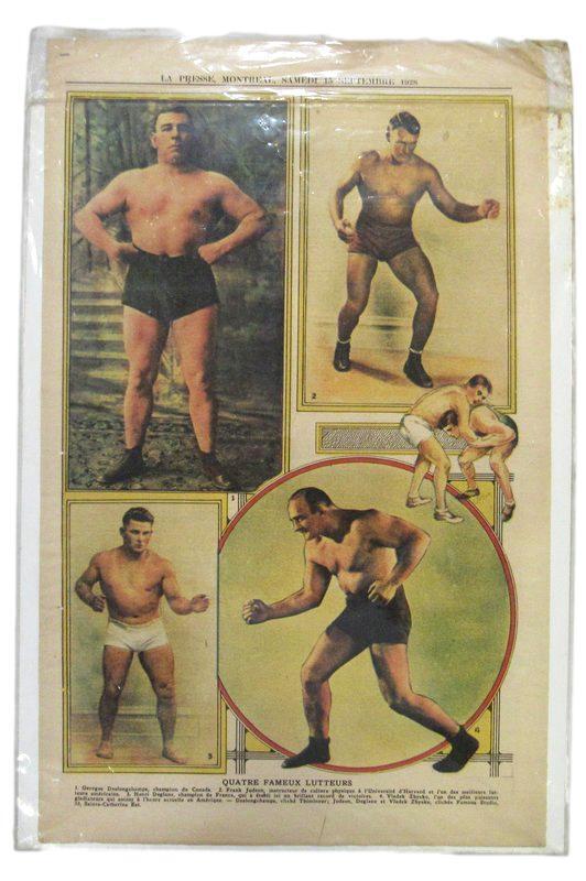 1928 Septermber 15 La Presse Montreal Magazine 11x17 Four Famous Wrestlers