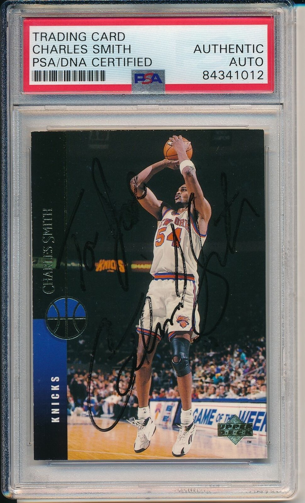 Charles Smith Knicks Signed/Auto 1994 Upper Deck Card #115 PSA/DNA 163609