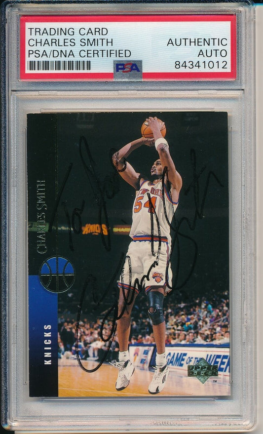 Charles Smith Knicks Signed/Auto 1994 Upper Deck Card #115 PSA/DNA 163609