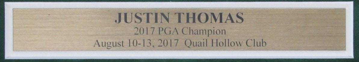 Justin Thomas Autographed 2017 PGA Championship Pin Flag Framed Beckett 189186