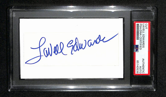 Lavell Edwards  Autographed 3x5 Cut Card PSA/DNA 186518