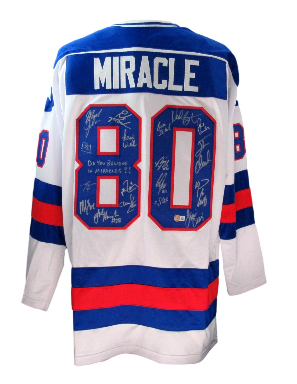 U.S. Hockey Team Signed by 19 Inscribed Miracle Hockey Jersey PSA/DNA 187244