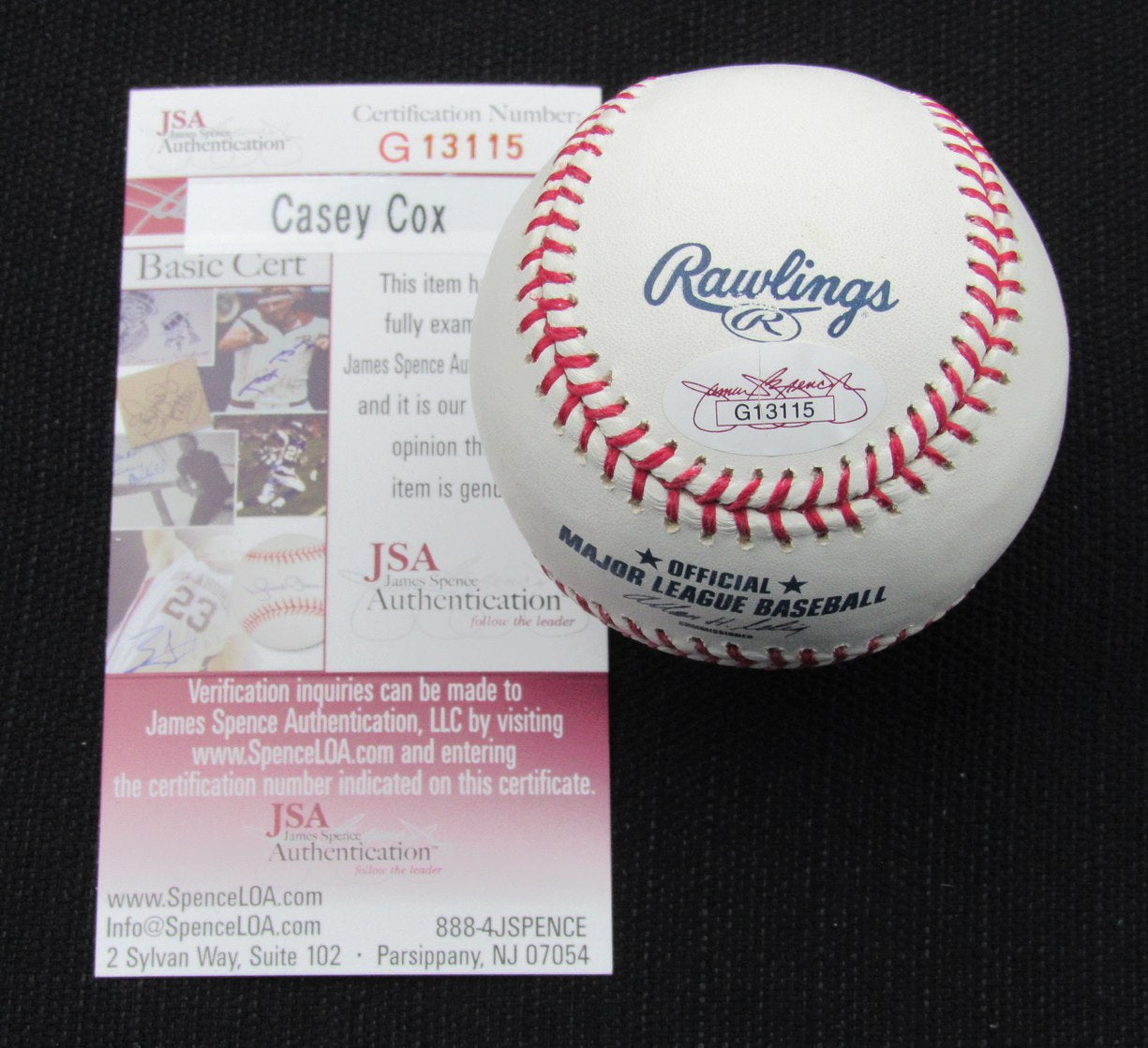 Casey Cox Signed/Auto Yankees 100th OML Baseball JSA 186659