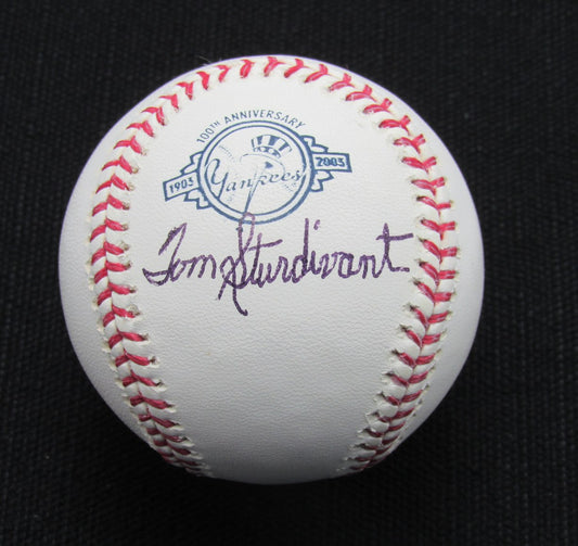 Tom Sturdivant Signed/Auto Yankees 100th OML Baseball JSA  186906