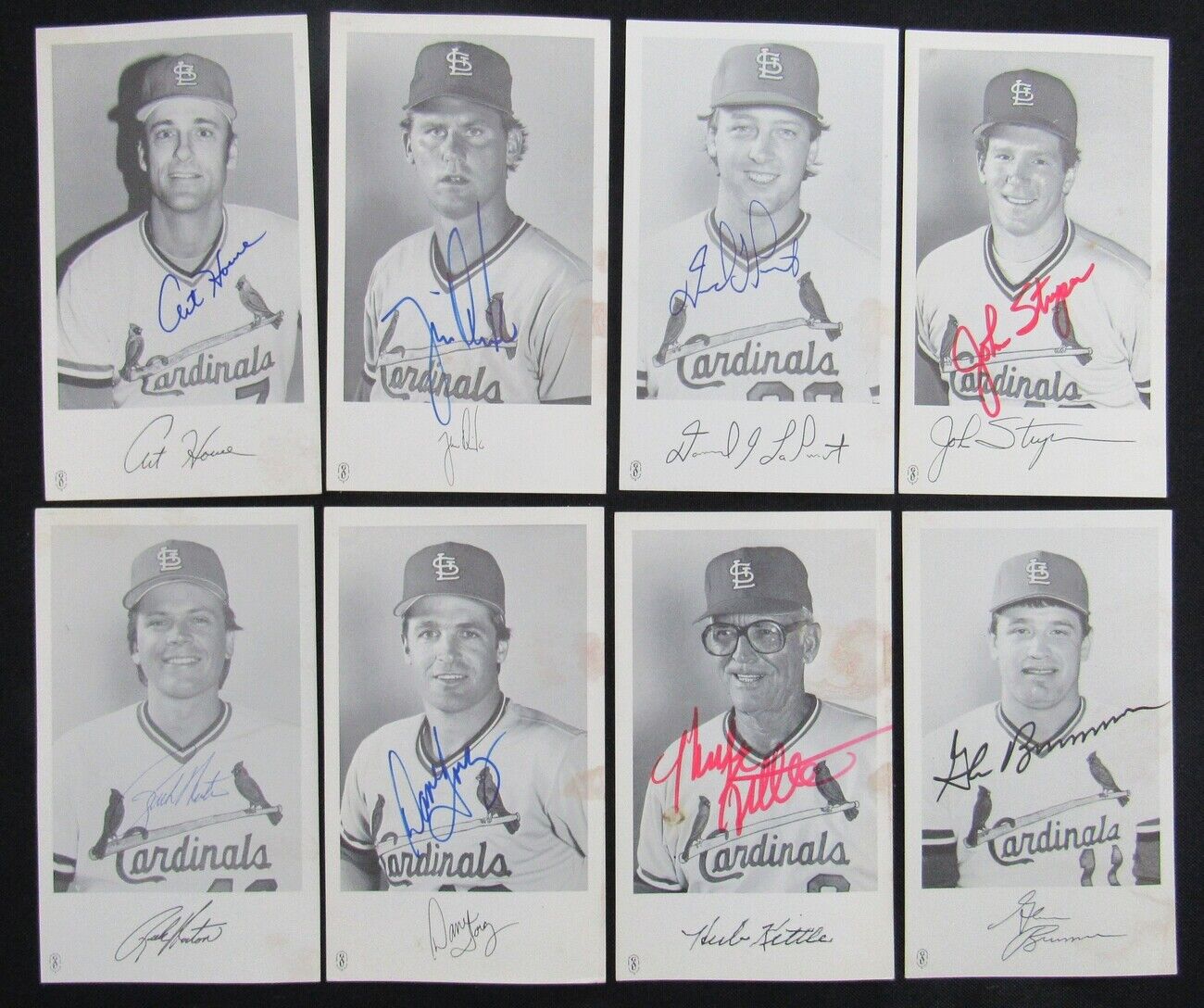 Lot of 8 St. Louis Cardinals Auto/Signed 3x5 Team  Photos incl.LaPointe 150671