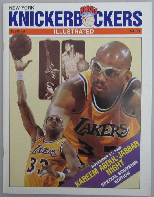 November 22, 1988 Kareem Abdul-Jabbar Night Lakers vs. Knicks Tribute Program