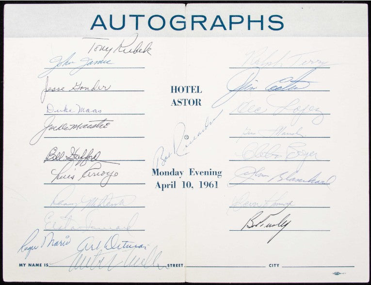 1961 Yankees Autographed Banquet Program w/ Roger Maris BAS/Beckett 191779