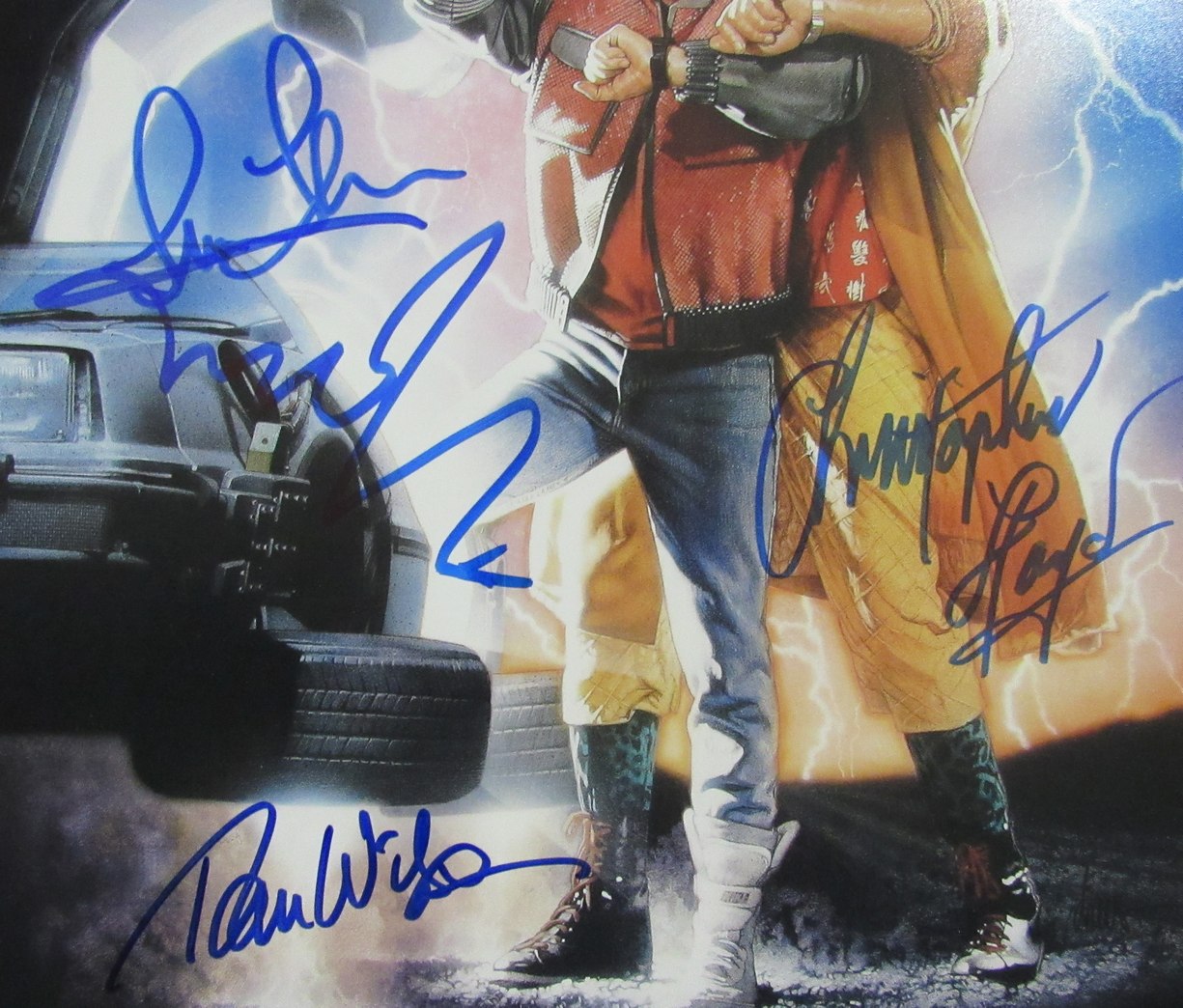 Michael J Fox/Lloyd/Thompson/Wilson (4)Signed 11x17 Photo Back to Future JSA 095