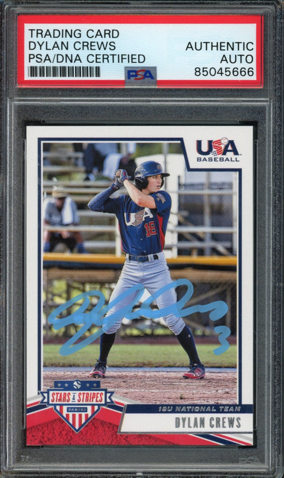 Dylan Crews Autographed 2019 Panini Stars & Stripes Baseball Card #36 PSA/DNA