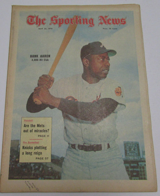 Hank Aaron Atlanta Braves 3000 Hits  May 23, 1970 Sporting News Cover 144692