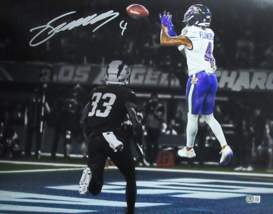 Zay Flowers Autographed 16x20 Photo Baltimore Ravens Beckett 184978