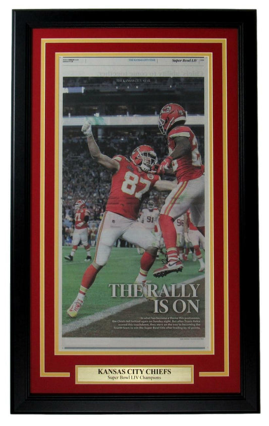 Travis Kelce Kansas City Chiefs KC Star Super Bowl Newspaper Framed 149406