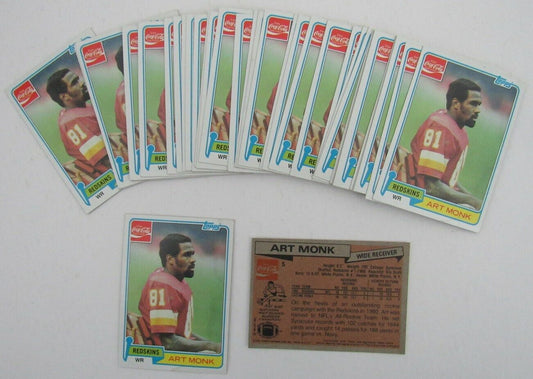 Lot of 36 Art Monk HOF 1981 TOPPS Coca-Cola Rookie New Mint/Mint Card #5 163798