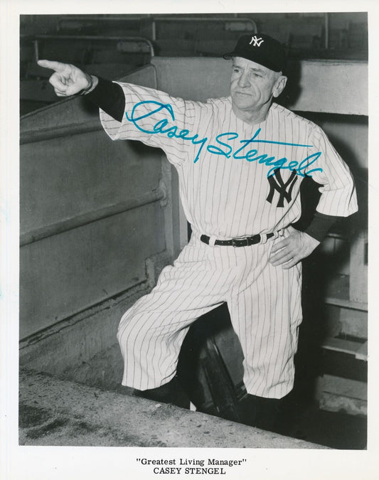 Casey Stengel HOF Autographed 8x10 B/W Photo New York Yankees JSA 171364