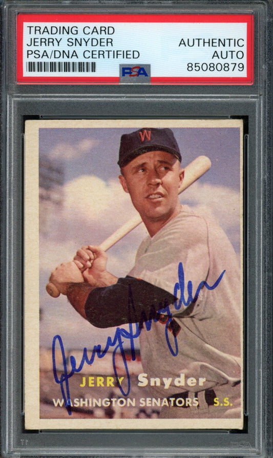 Jerry Snyder Signed 1957 Topps Trading Card #22 Senators PSA/DNA 184001