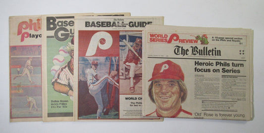 Lot of 4 Philadelphia Phillies Season and Playoff Newspaper Previews 1977-1981