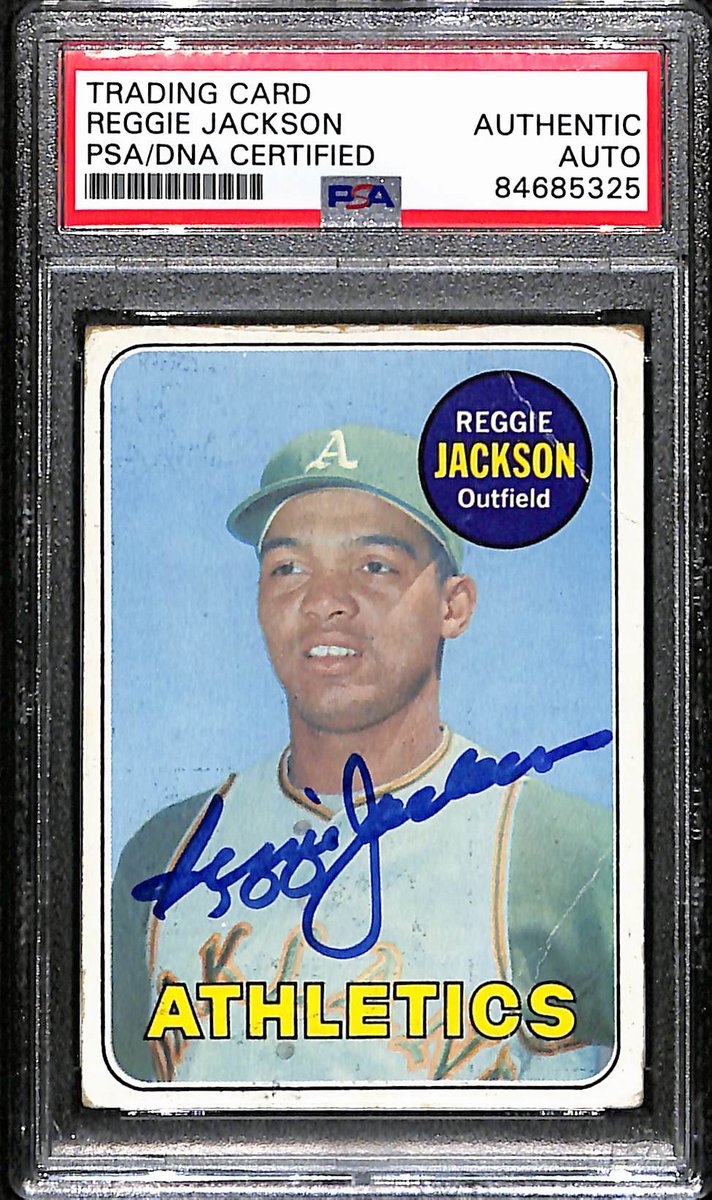 Reggie Jackson HOF A's Signed/Auto 1969 Topps Rookie Card #260 PSA/DNA 193406