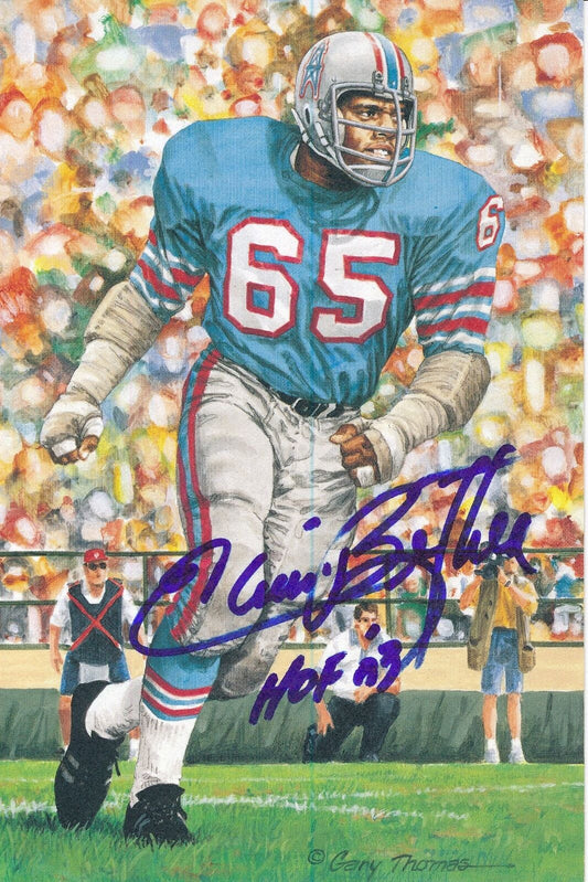 Elvin Bethea HOF Oilers Signed/Inscribed Goal Line Art GLAC Postcard 163824