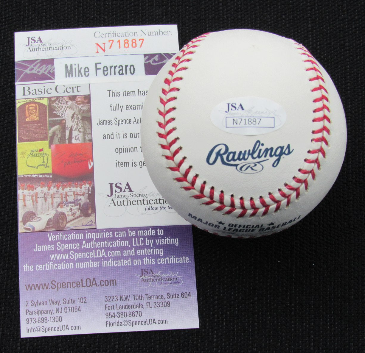 Mike Ferraro Signed/Auto Yankees 100th OML Baseball JSA 186677