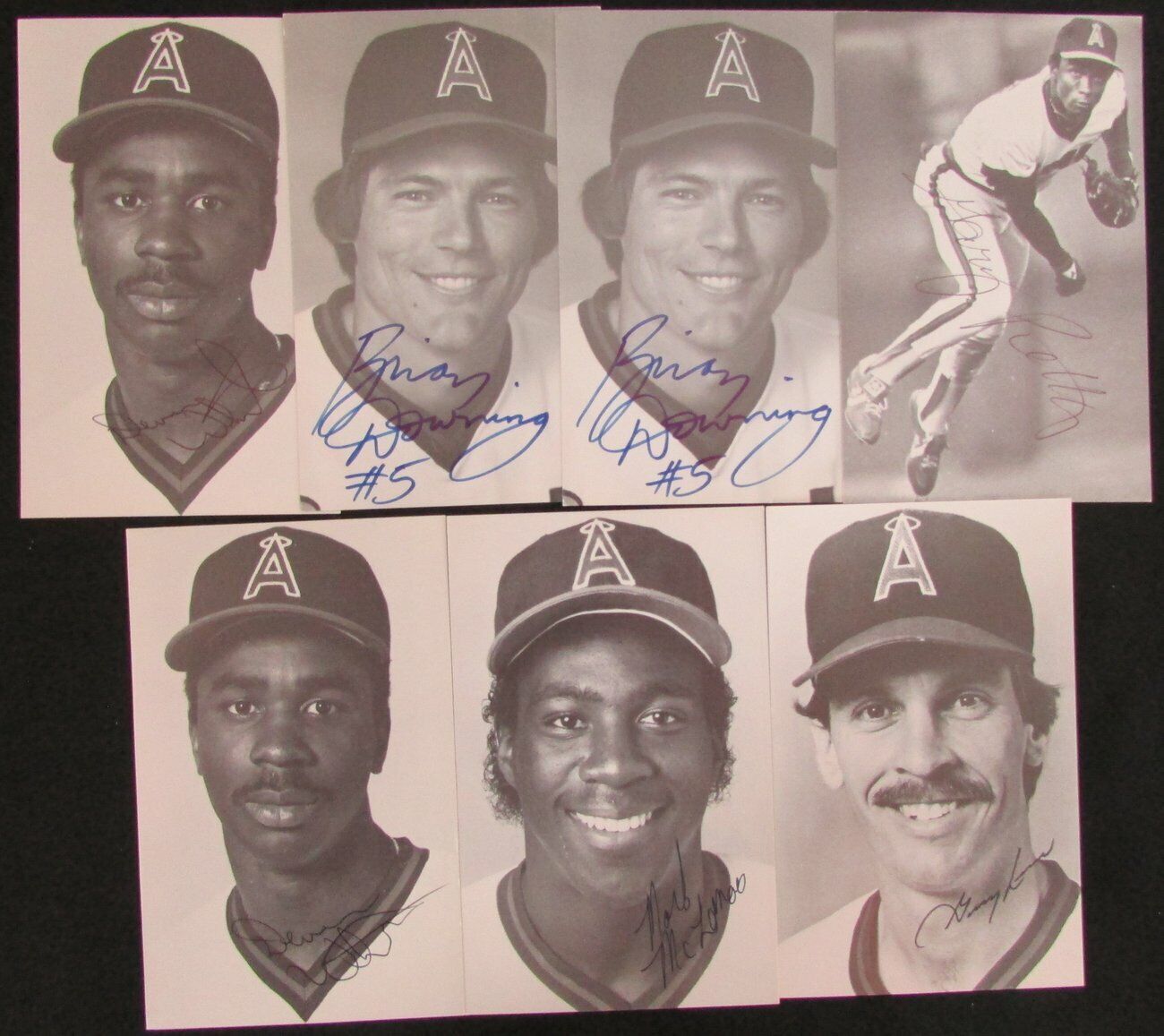 Lot of 7 Signed/Autographed 3.5x5.5 B/W Team CA Angels Photo Postcards 151694