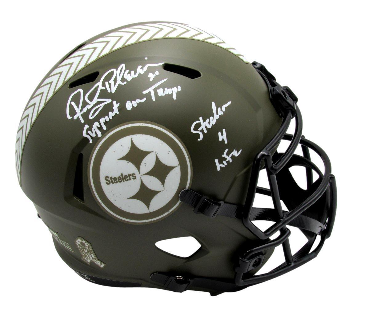 Rocky Bleier Signed Full Size Salute To Service Rep Helmet Steelers Beckett76733