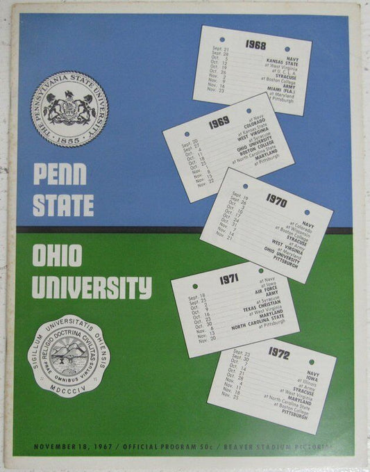 1967 Penn State Nittany Lions vs. Ohio University Football Program 137748