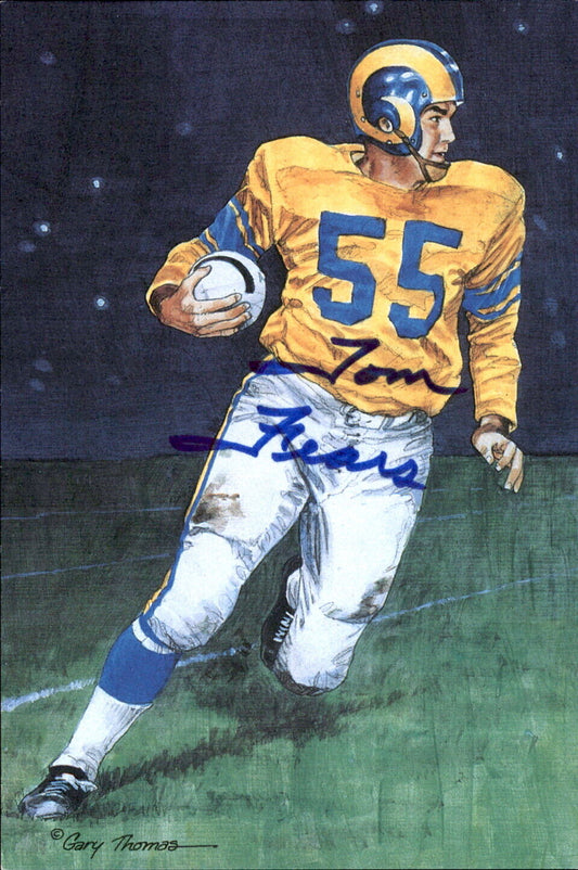 Tom Fears HOF Autographed Goal Line Art GLAC Postcard Los Angeles Rams JSA