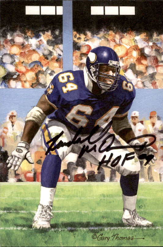 Randall McDaniel HOF Autographed/Inscr Goal Line Art GLAC Postcard Vikings JSA