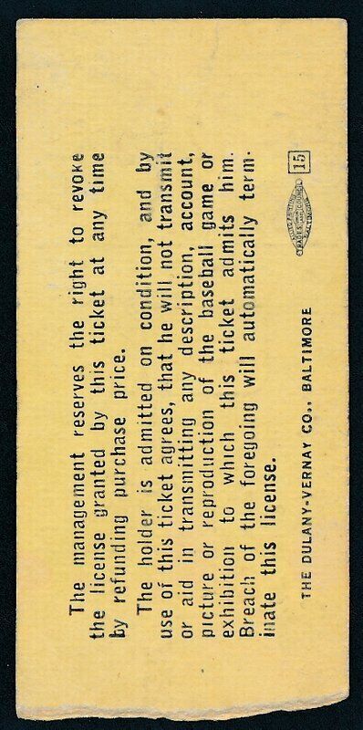 First Ever Baltimore Orioles Home Game Ticket Stub April 15, 1954 139000