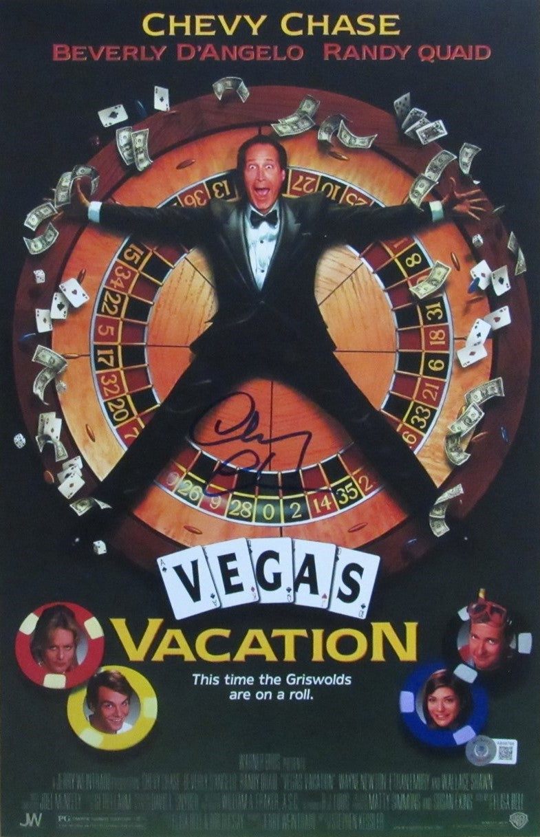 Chevy Chase Signed/Auto 11x17 Movie Poster "Vegas Vacation" Beckett 189748