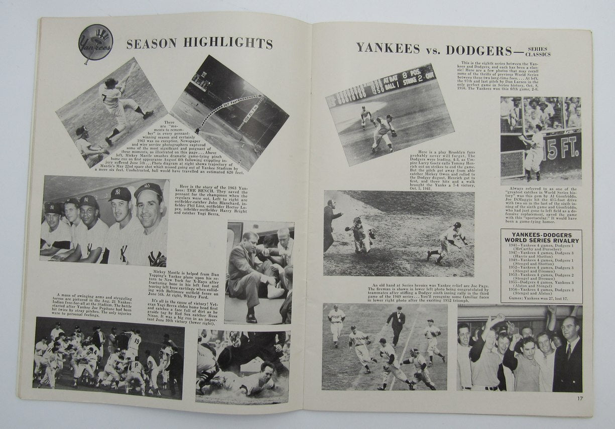 1963 Yankees World Series Game 2 Program Dodgers 4 Yankees 1 Podres 192002