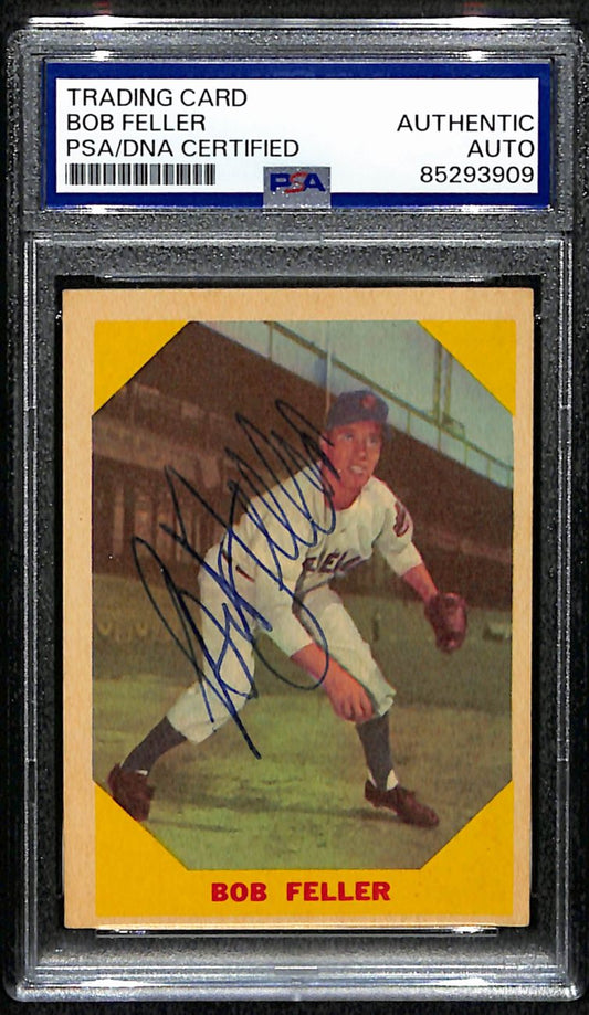 Bob Feller HOF Signed/Auto 1960 Fleer Card #26 Cleveland Indians PSA/DNA 190898