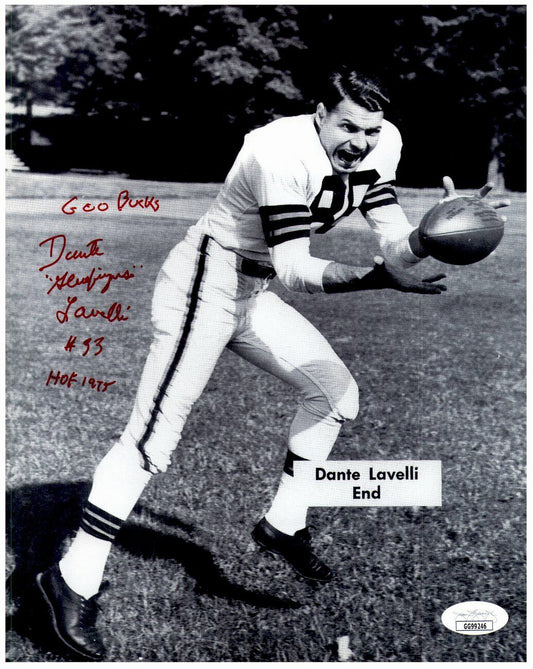 Dante Lavelli Cleveland Browns HOF Signed/Inscirbed 8x10 B/W Photo JSA 153625