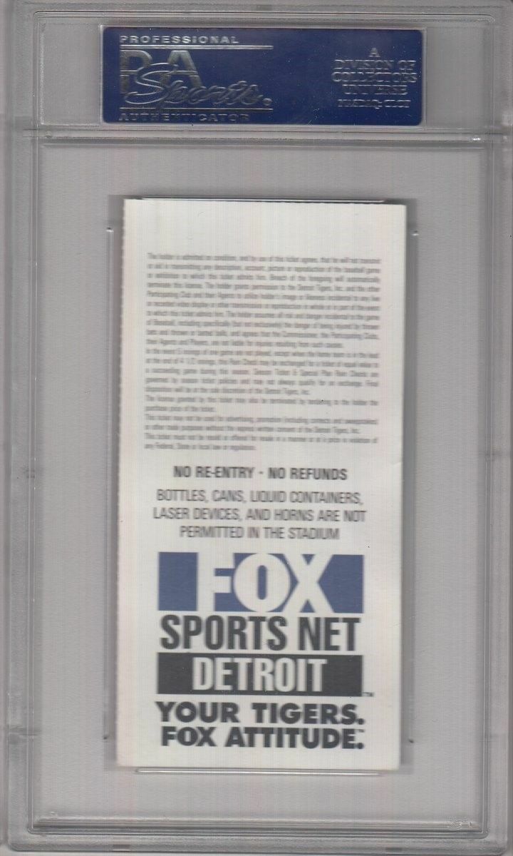 Jeff Weaver Detroit Tigers MLB Debut 1999 Slab Ticket Stub PSA 132064