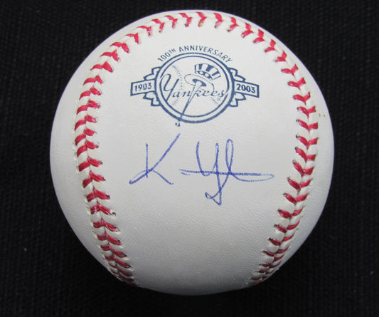 Kevin Youkillis Signed/Auto Yankees 100th OML Baseball MAB 187038