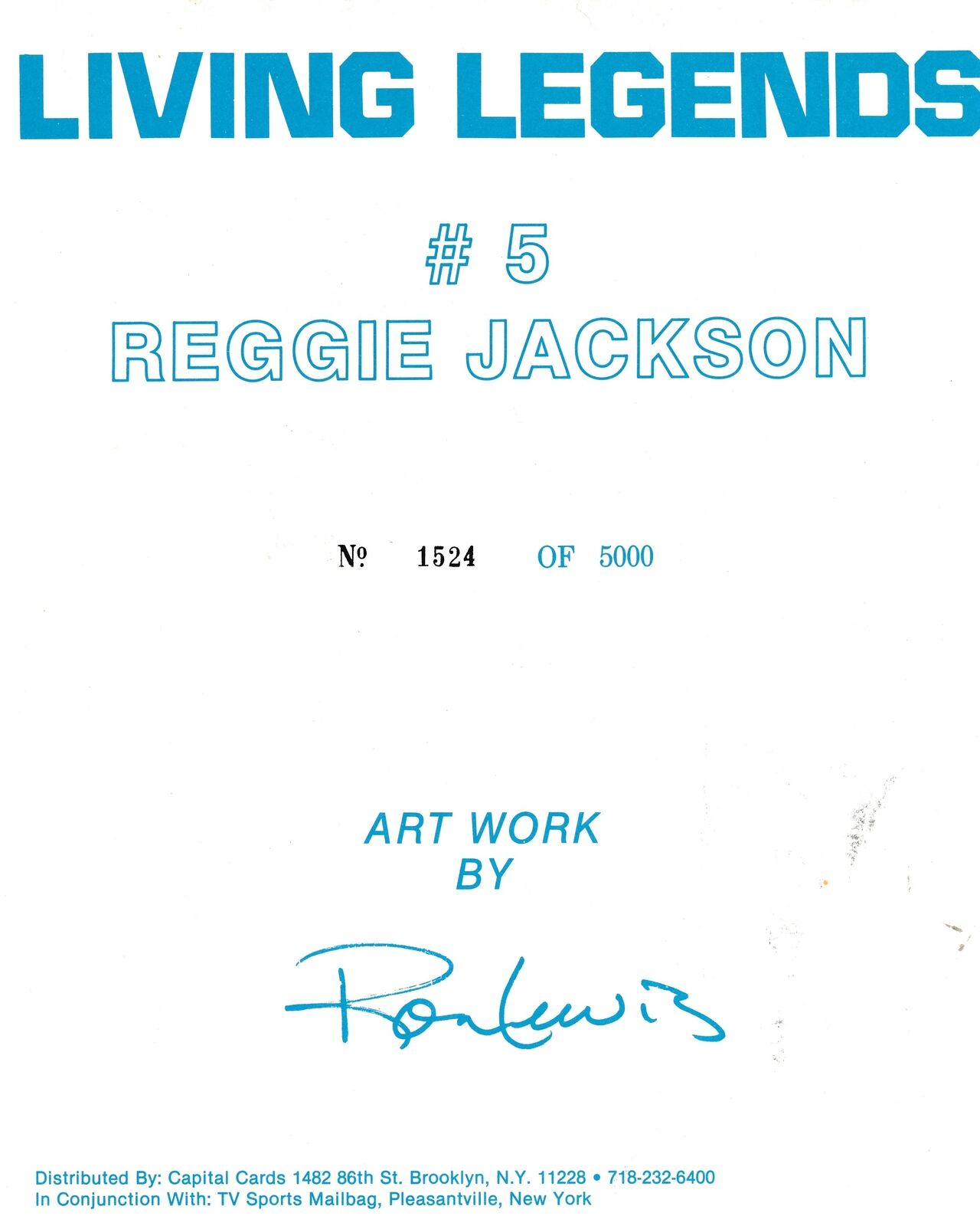 Reggie Jackson HOF Yankees Signed Ron Lewis Living Legends 8x10 Print JSA 166461