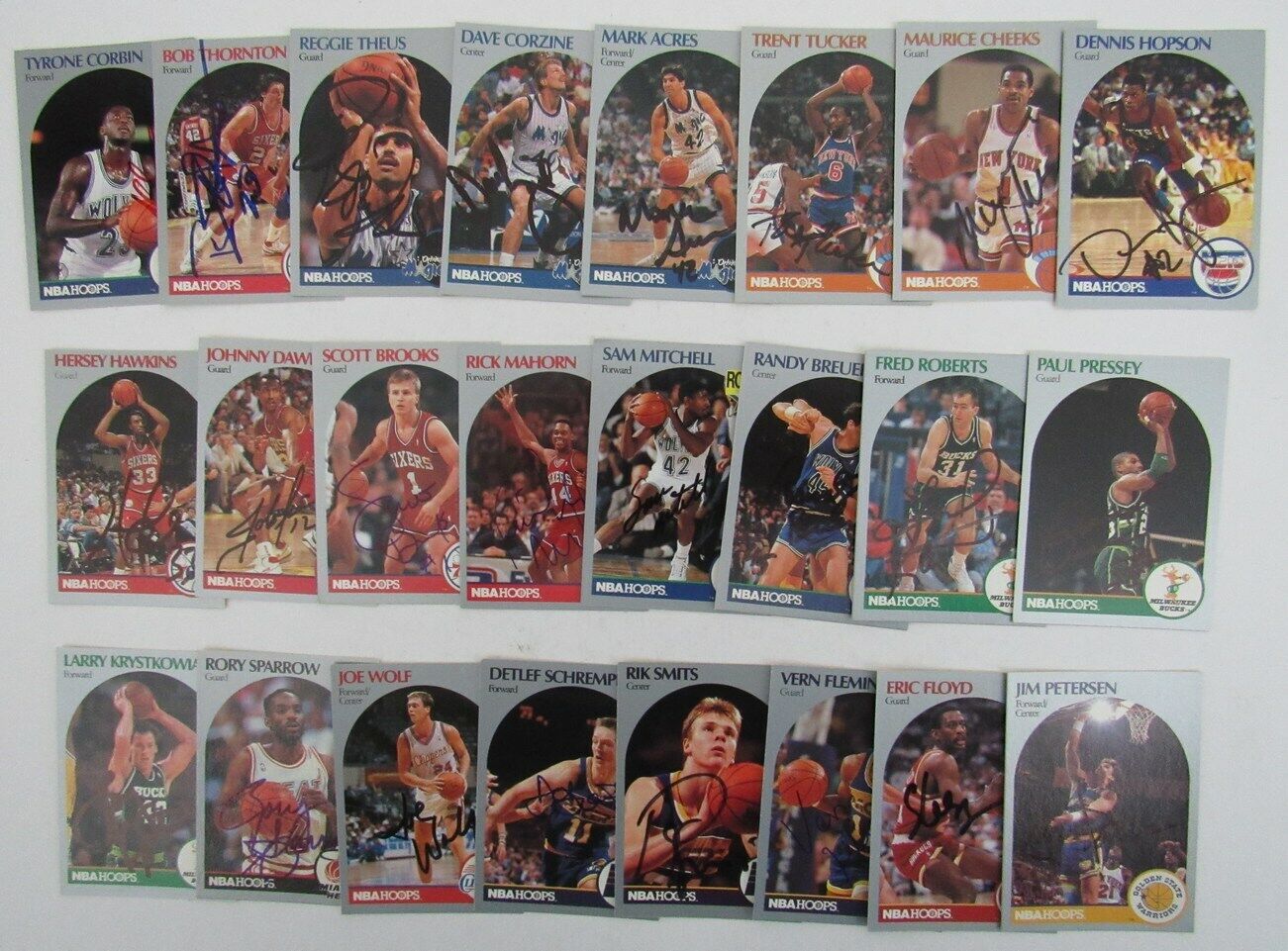 Lot of 97 - Signed/Autographed 1990 NBA Hoops Basketball Trading Cards 158880