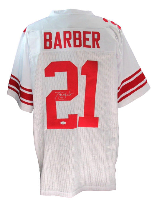 Tiki Barber Signed White Custom Football Jersey New York Giants JSA 186222