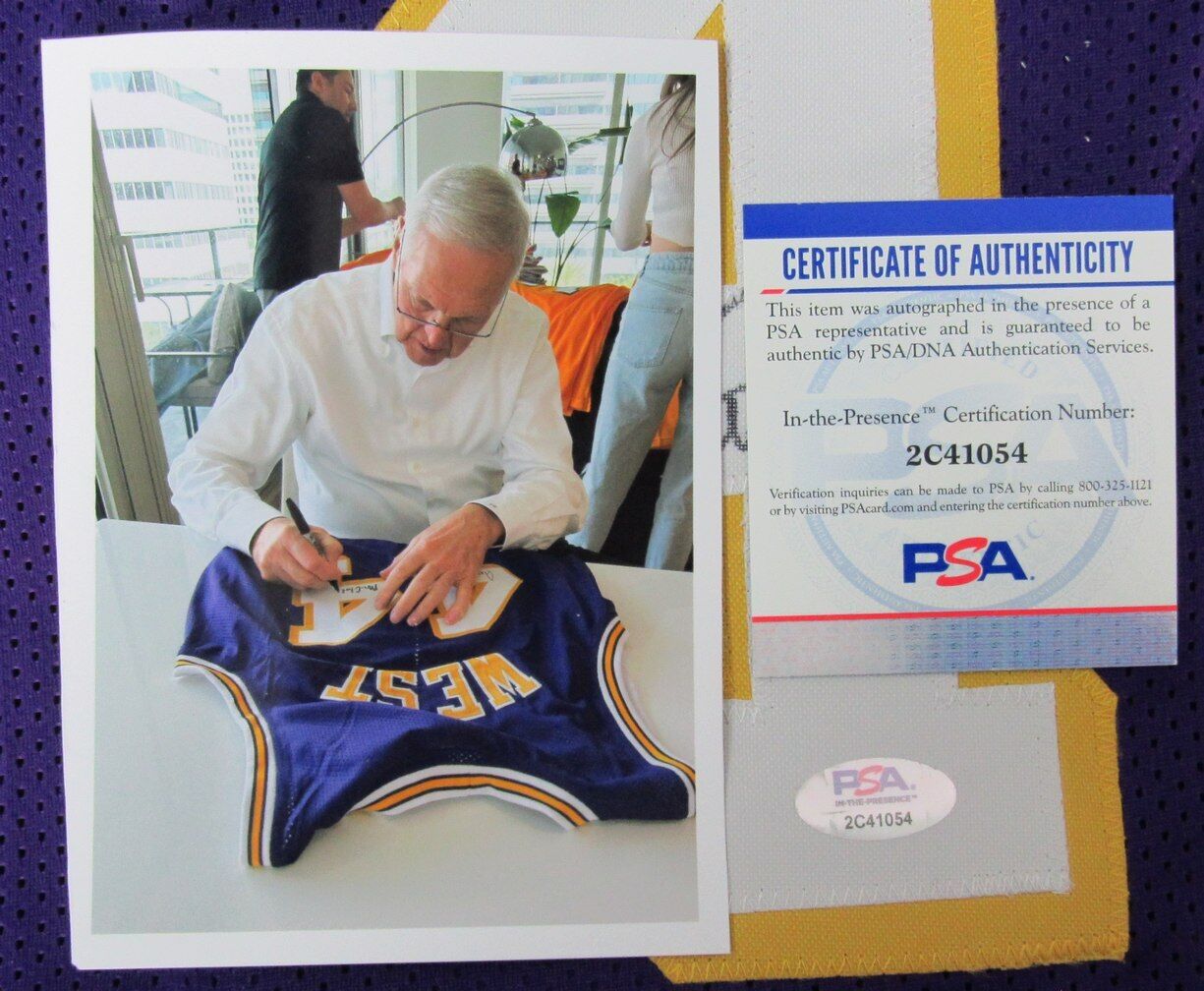 Jerry West HOF Autographed/Inscr Custom Basketball Jersey Lakers PSA/DNA 177736