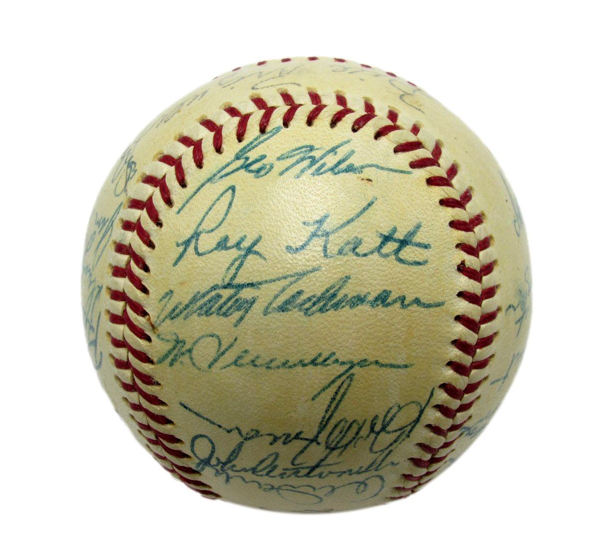 Vintage 1956 New York Giants Autographed by 25 Willie Mays Rawlings ONL Baseball